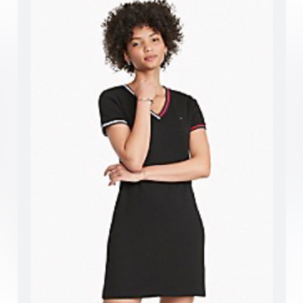 Tommy Hilfiger Navy Blue Knit V-Neck T-Shirt Dress NWOT